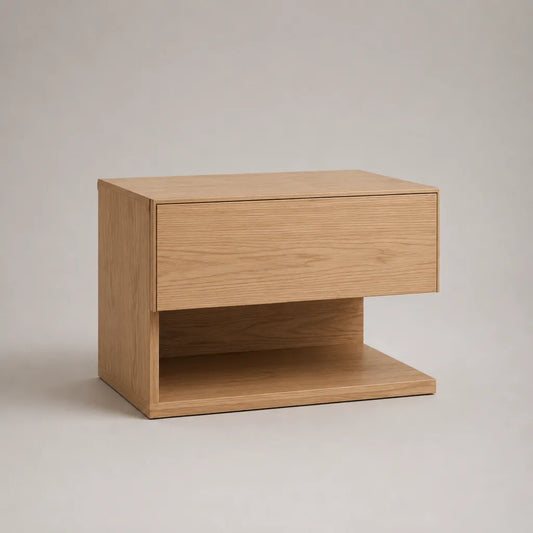 Table de chevet en bois avec tiroir et niche, 50 × 40 × 45 cm, chêne naturel