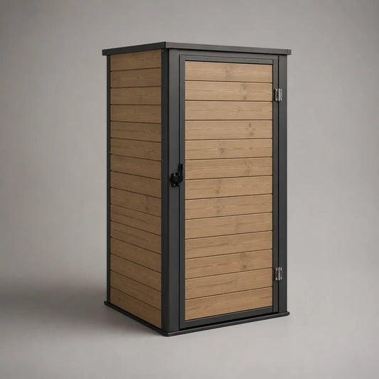 Abri de jardin vertical en bois et acier galvanisé, brun et anthracite, 90 × 75 × 180 cm